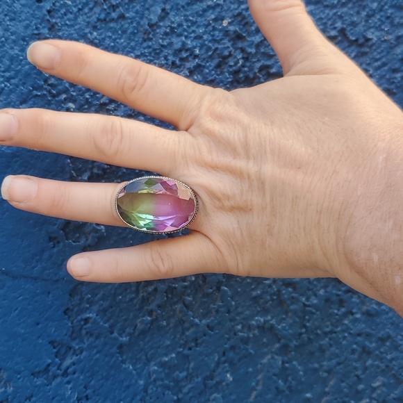 New Bi-Color Tourmaline 925 Silver Ring. - Picture 3 of 8